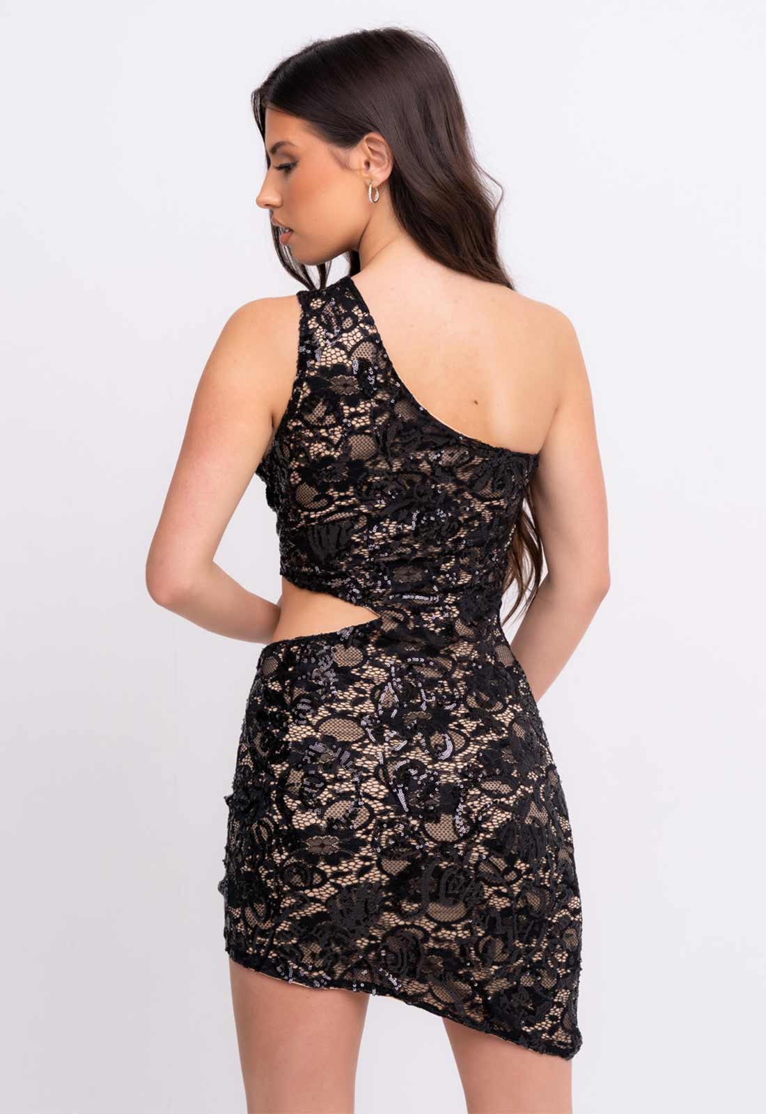 Nazz Collection Black XOXO Lace Mini Dress-106977