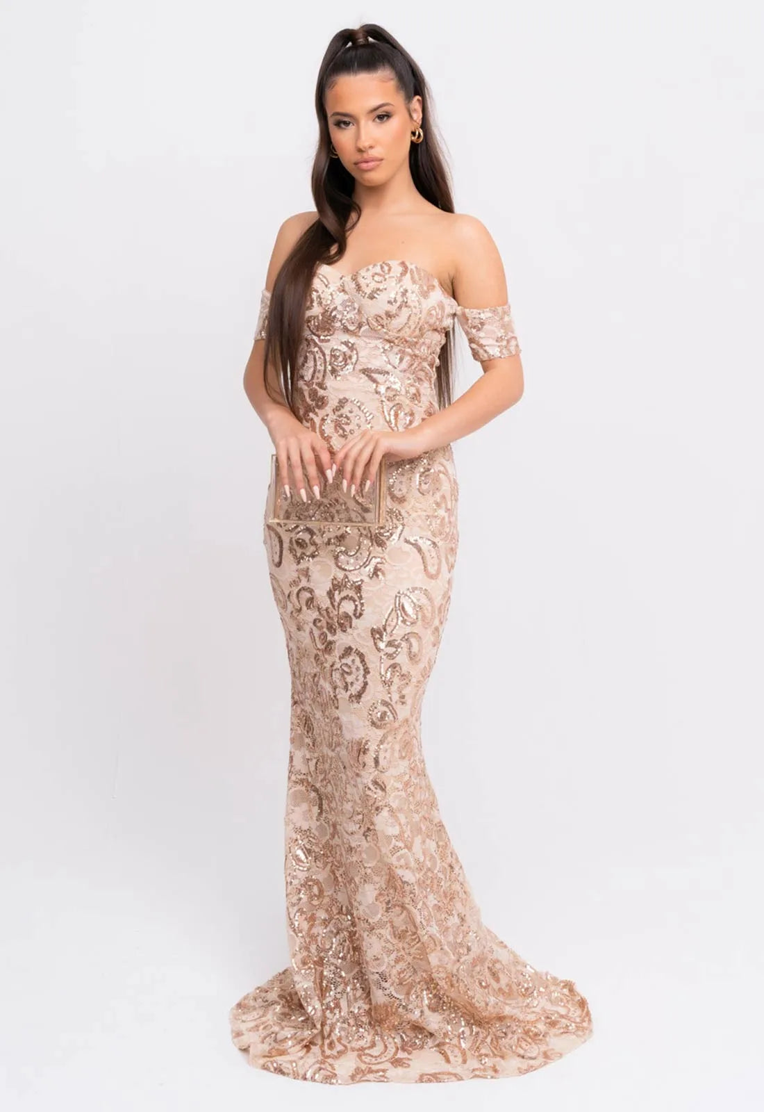 Nazz Collection Rose Gold Daydreamer Lace Maxi Dress-0