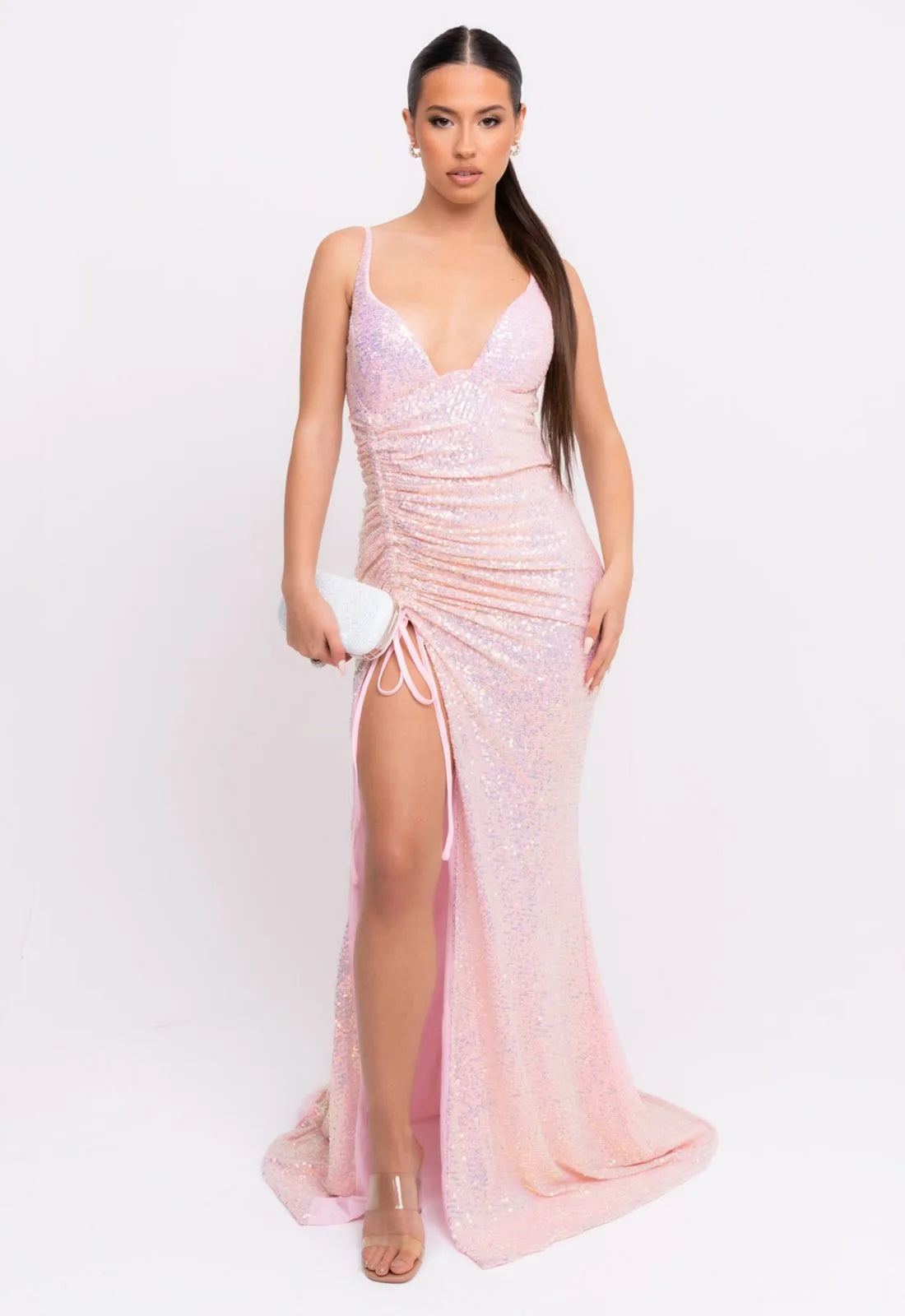 Nazz Collection Pink Majestic Sequin Maxi Dress-107022