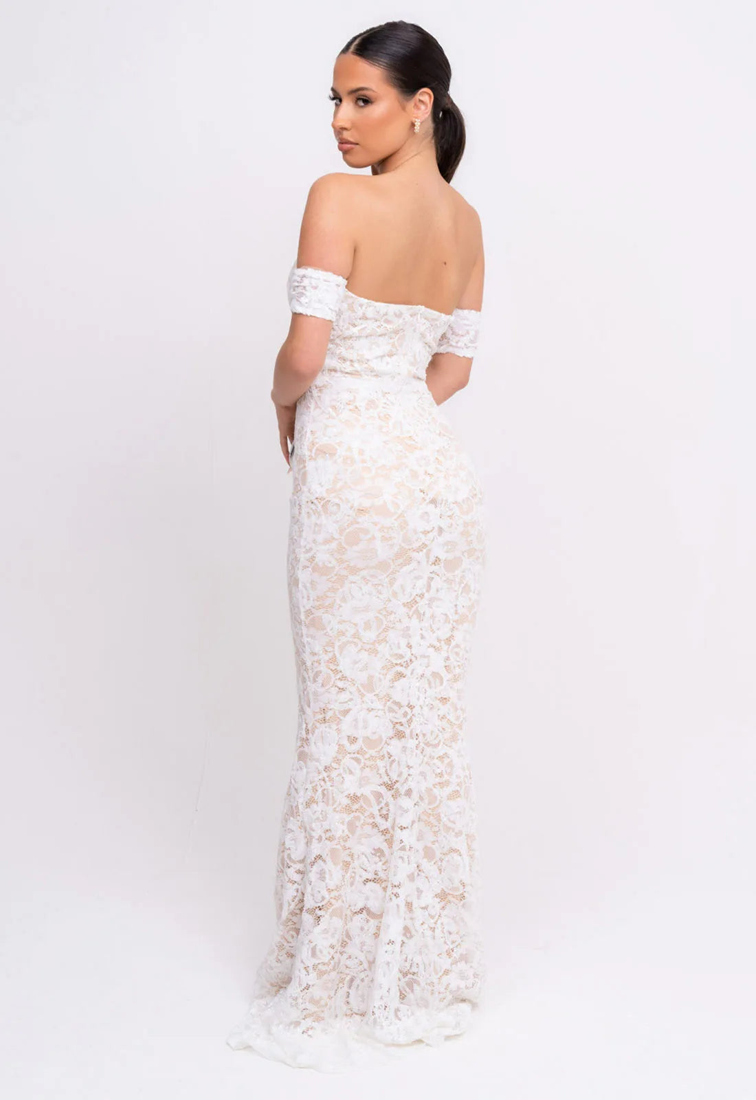 Nazz Collection White Daydreamer Lace Maxi Dress-107075