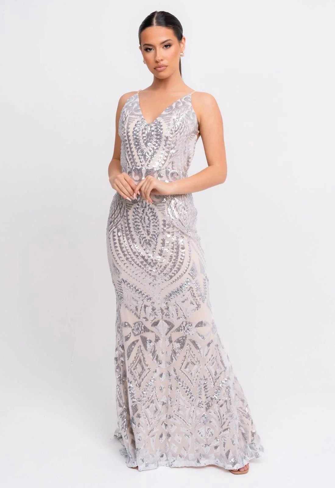 Nazz Collection Silver Spotlight Maxi Dress-106737
