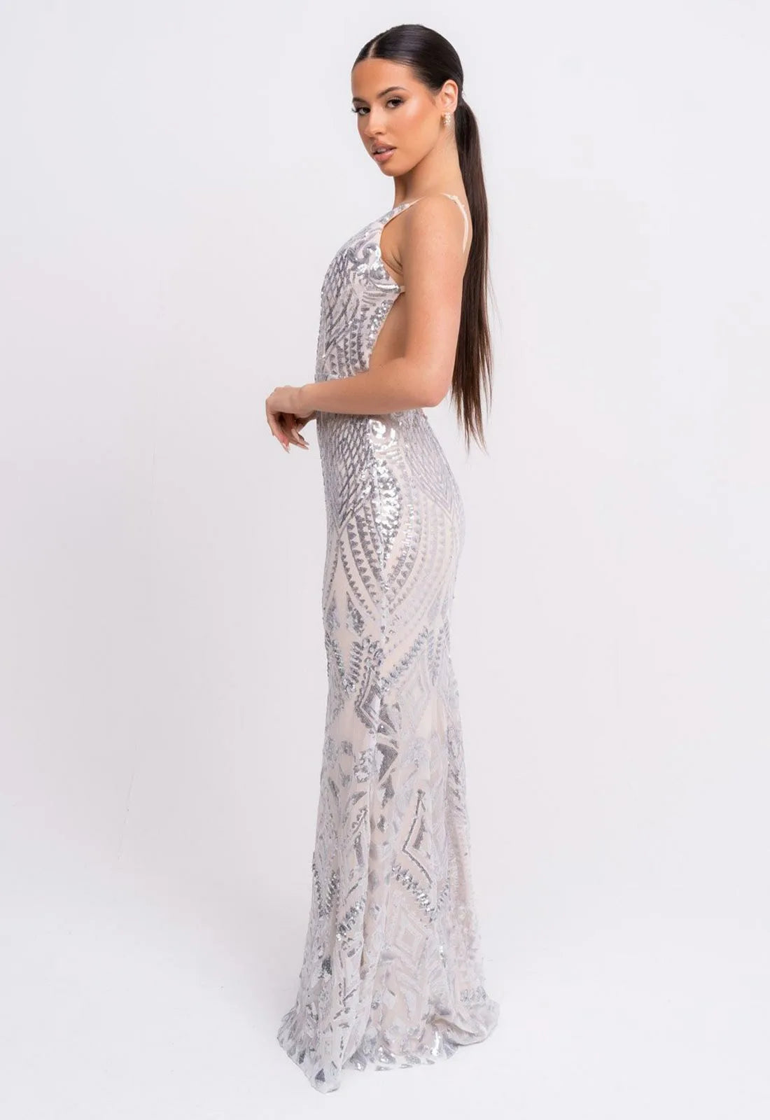 Nazz Collection Silver Spotlight Maxi Dress-106740