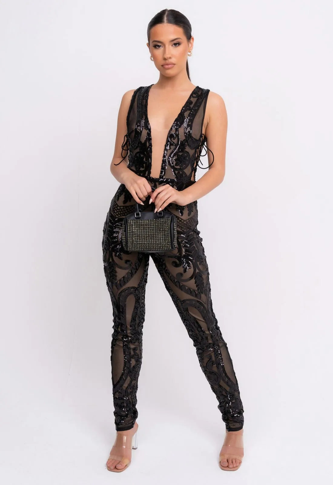 Nazz Collection Black Epic Sequin Jumpsuit-0