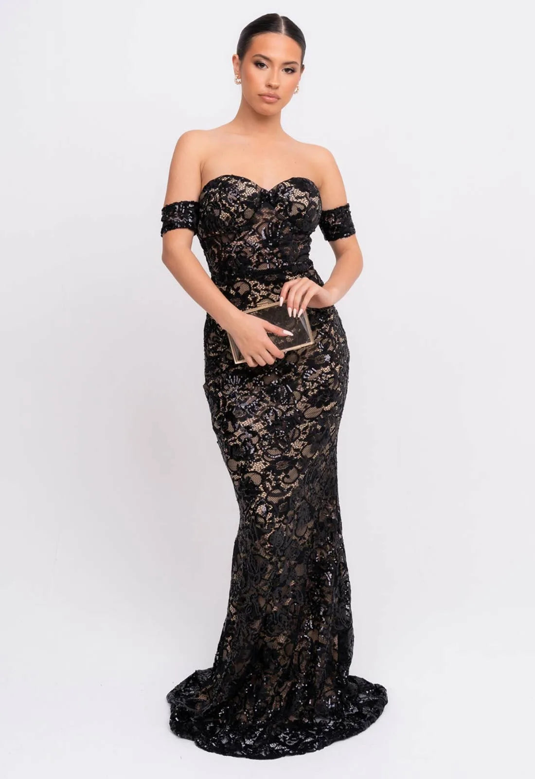 Nazz Collection Black Daydreamer Lace Maxi Dress-107066