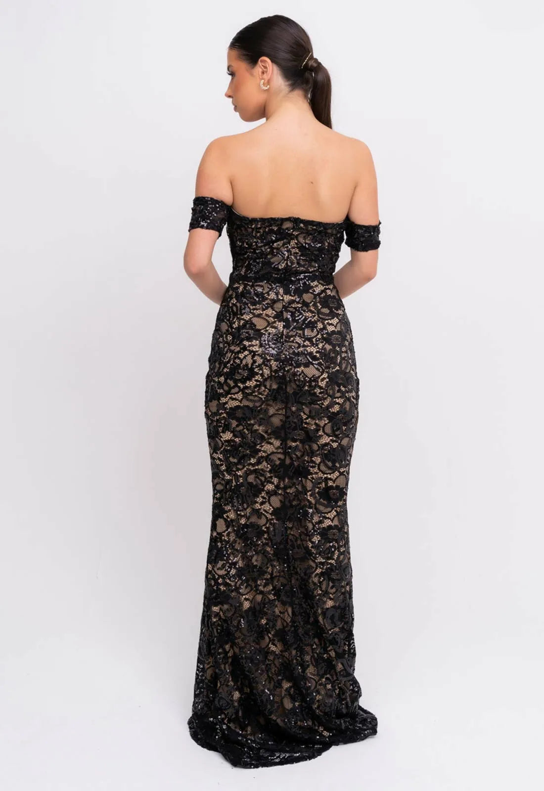 Nazz Collection Black Daydreamer Lace Maxi Dress-107067