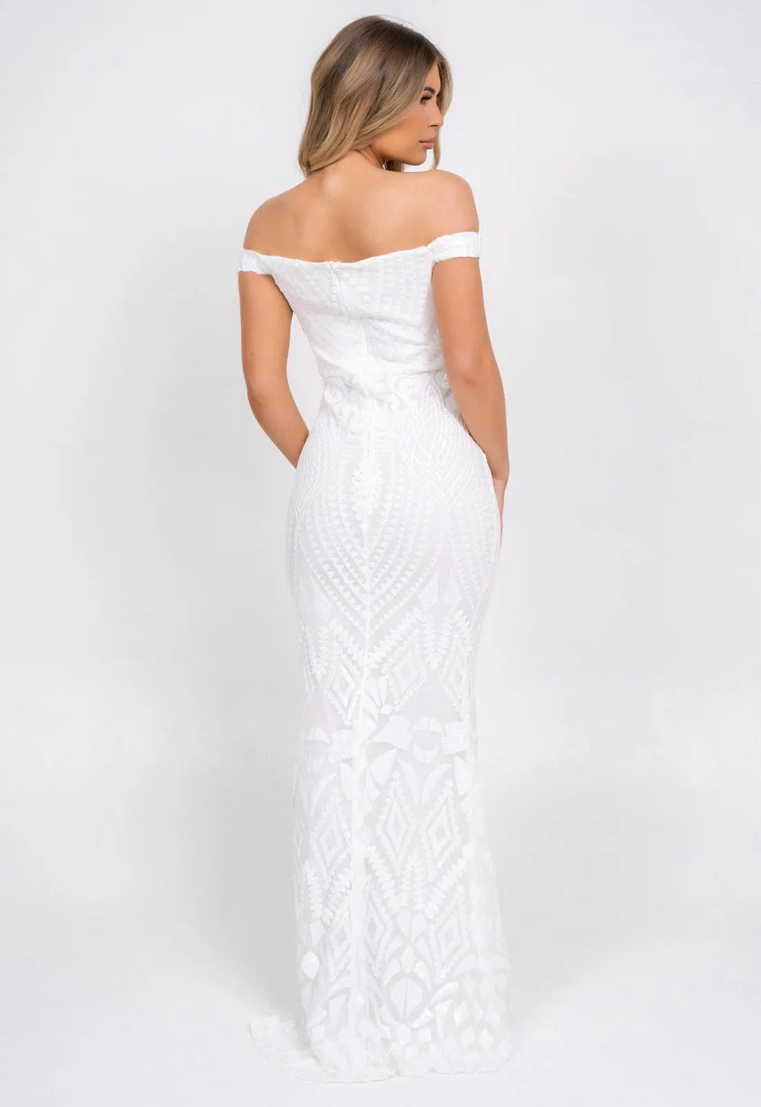 Nazz Collection White Angelika Sequin Maxi Dress-99987