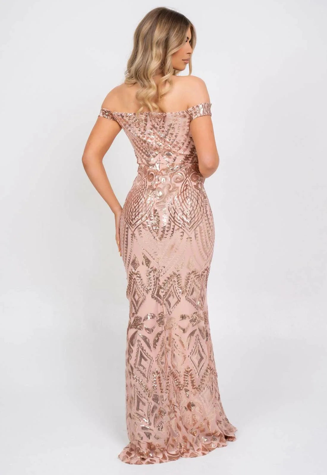 Nazz Collection Rose Gold Angelika Sequin Maxi Dress-99989