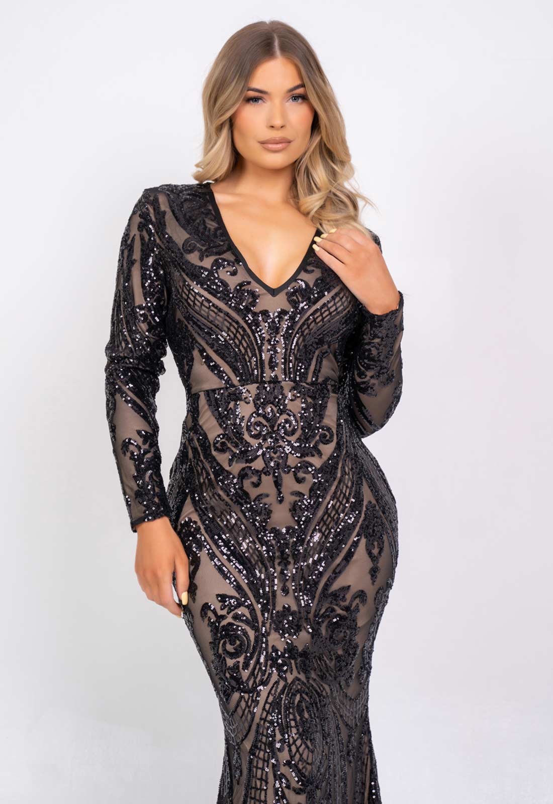 Nazz Collection Black Arabella Sequin Maxi Dress-106600