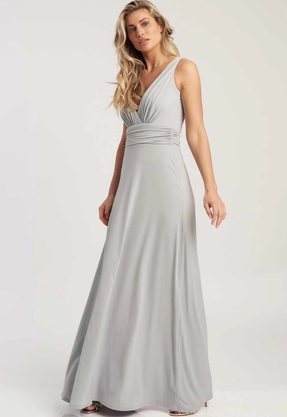 Revie London Liana Grey Maxi Grecian Dress-42577