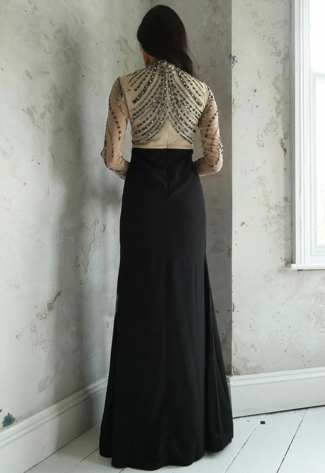 Raishma Couture Black Rosalia Embellished Maxi Dress-112642