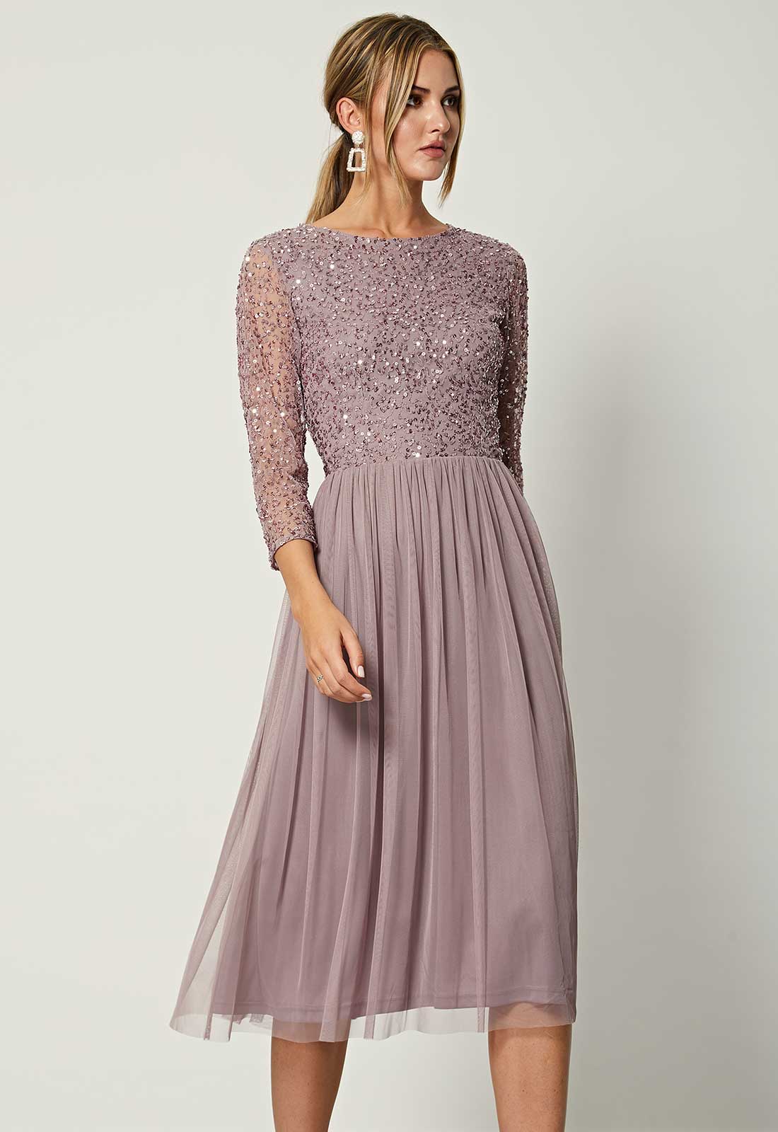 ANGELEYE Lavender Sequin Midi Dress-102745