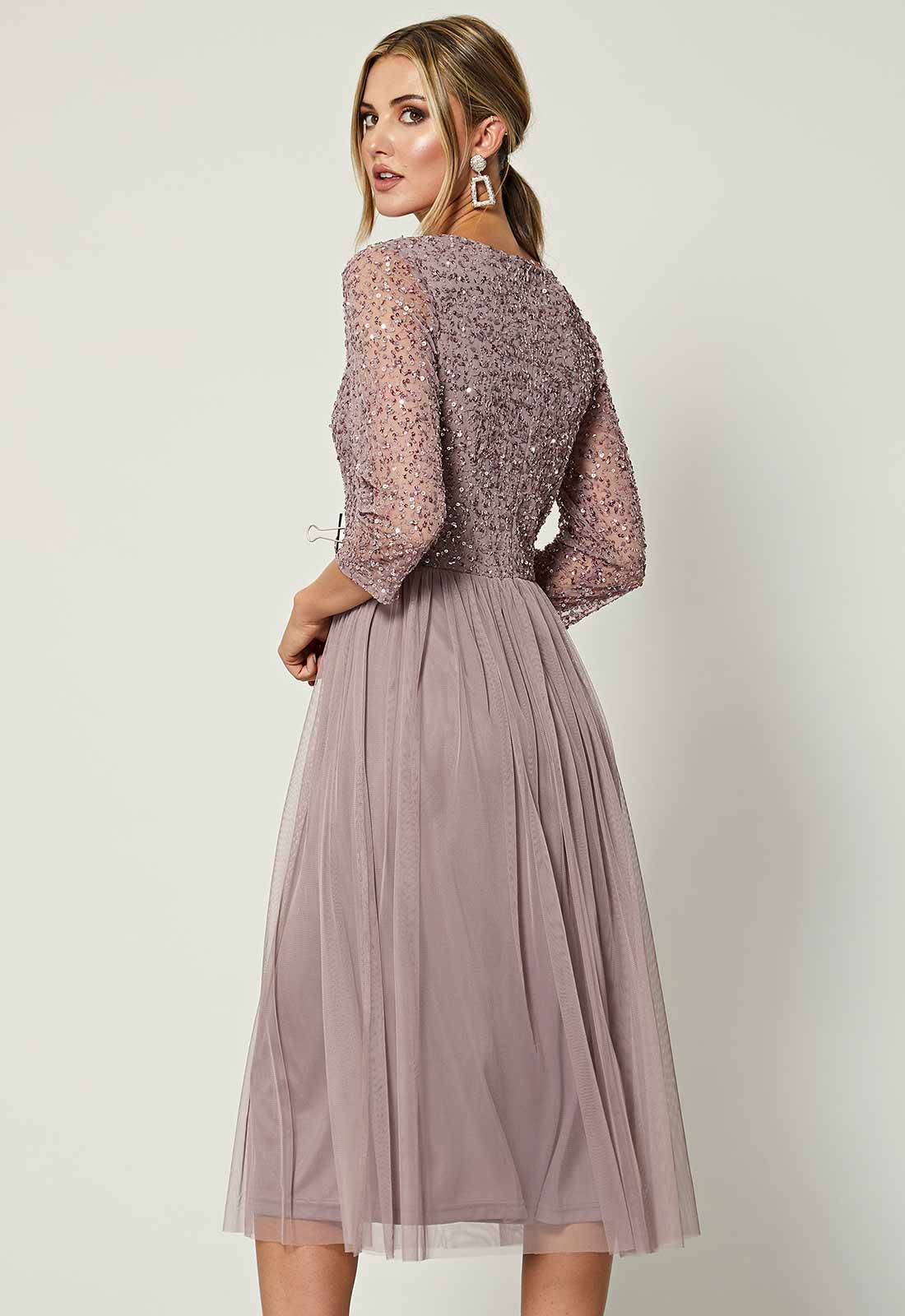 ANGELEYE Lavender Sequin Midi Dress-102746