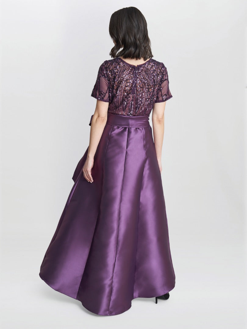 Gina Bacconi Noemi Embroidered High Low Maxi Dress
