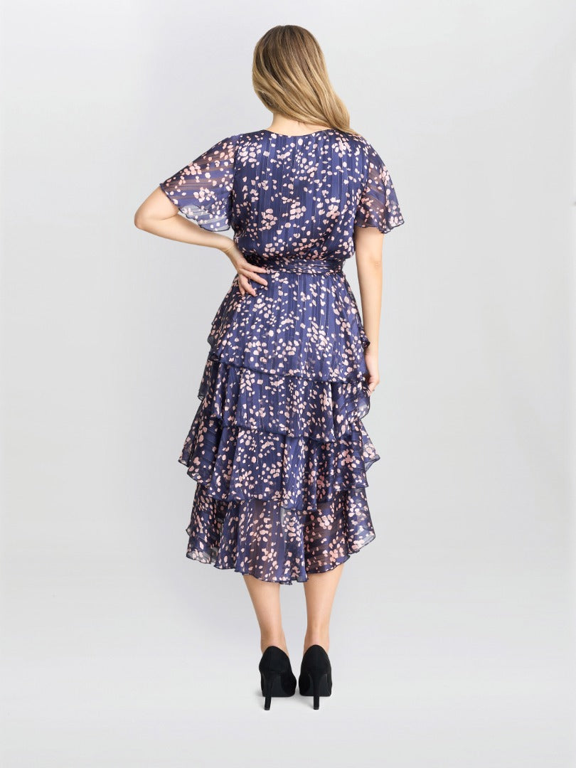 Gina Bacconi Lottie Elastic Waist Tiered Dress