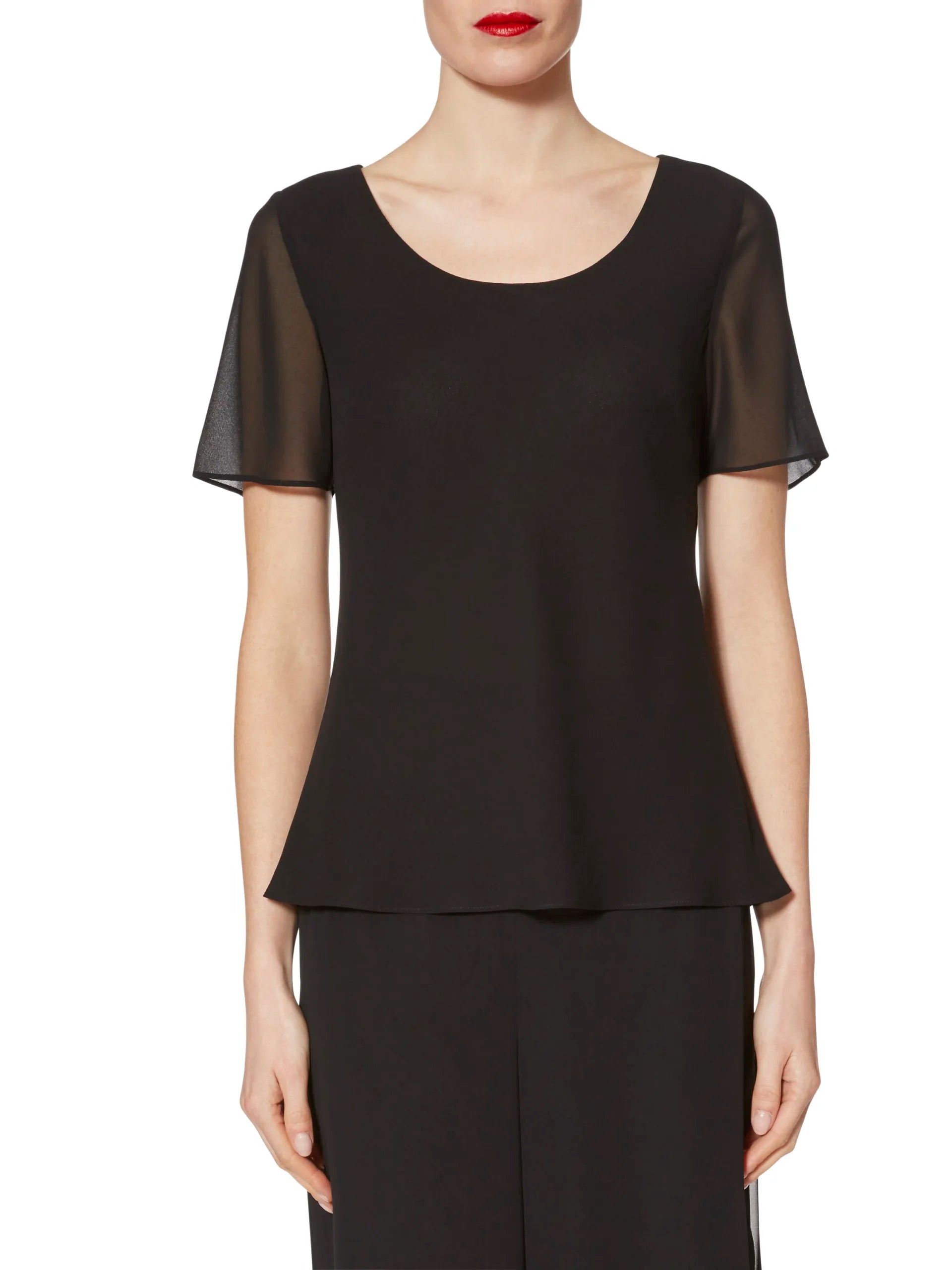Gina Bacconi Black Triple Layer Chiffon Top