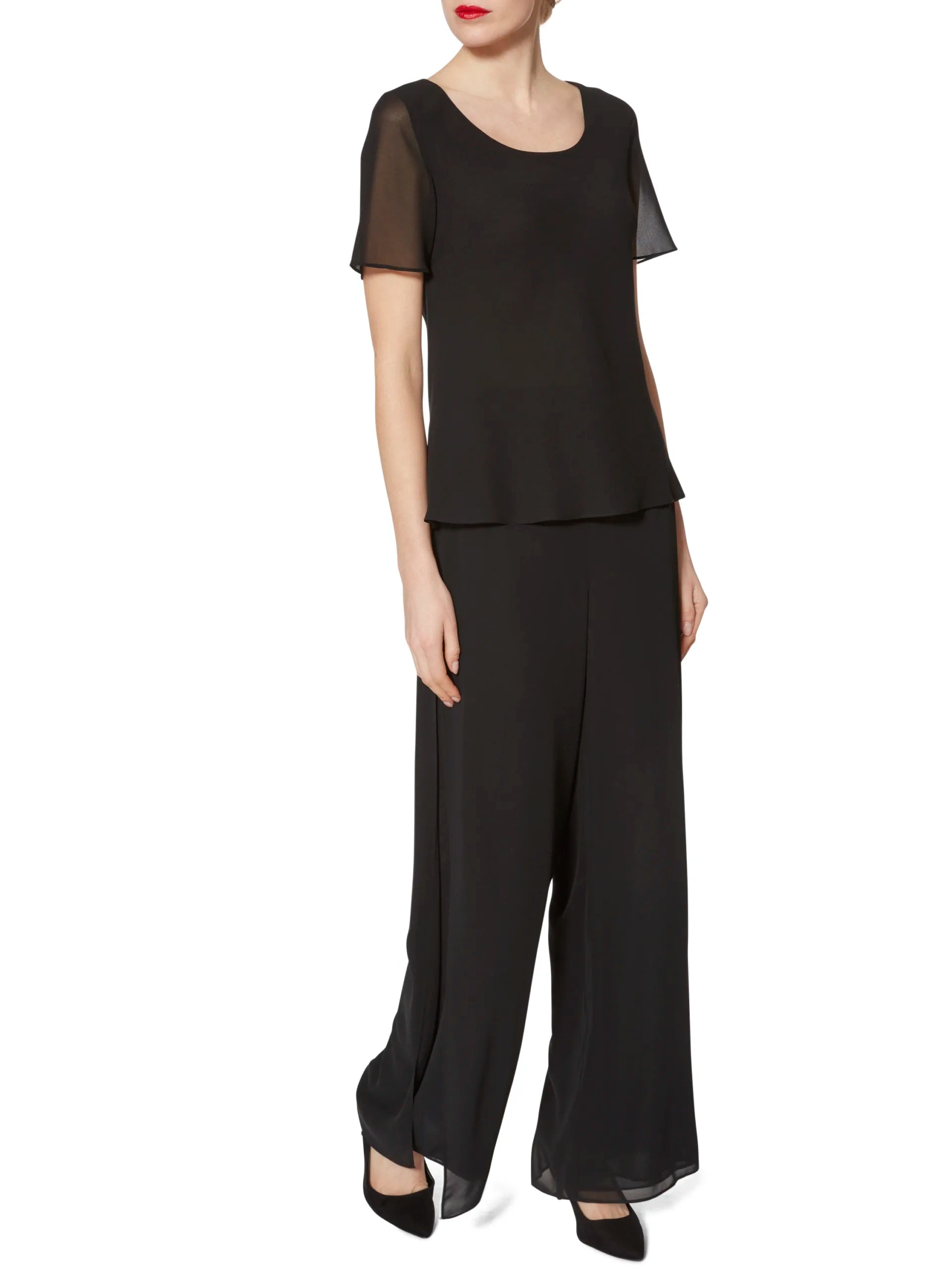 Gina Bacconi Black Triple Layer Chiffon Top