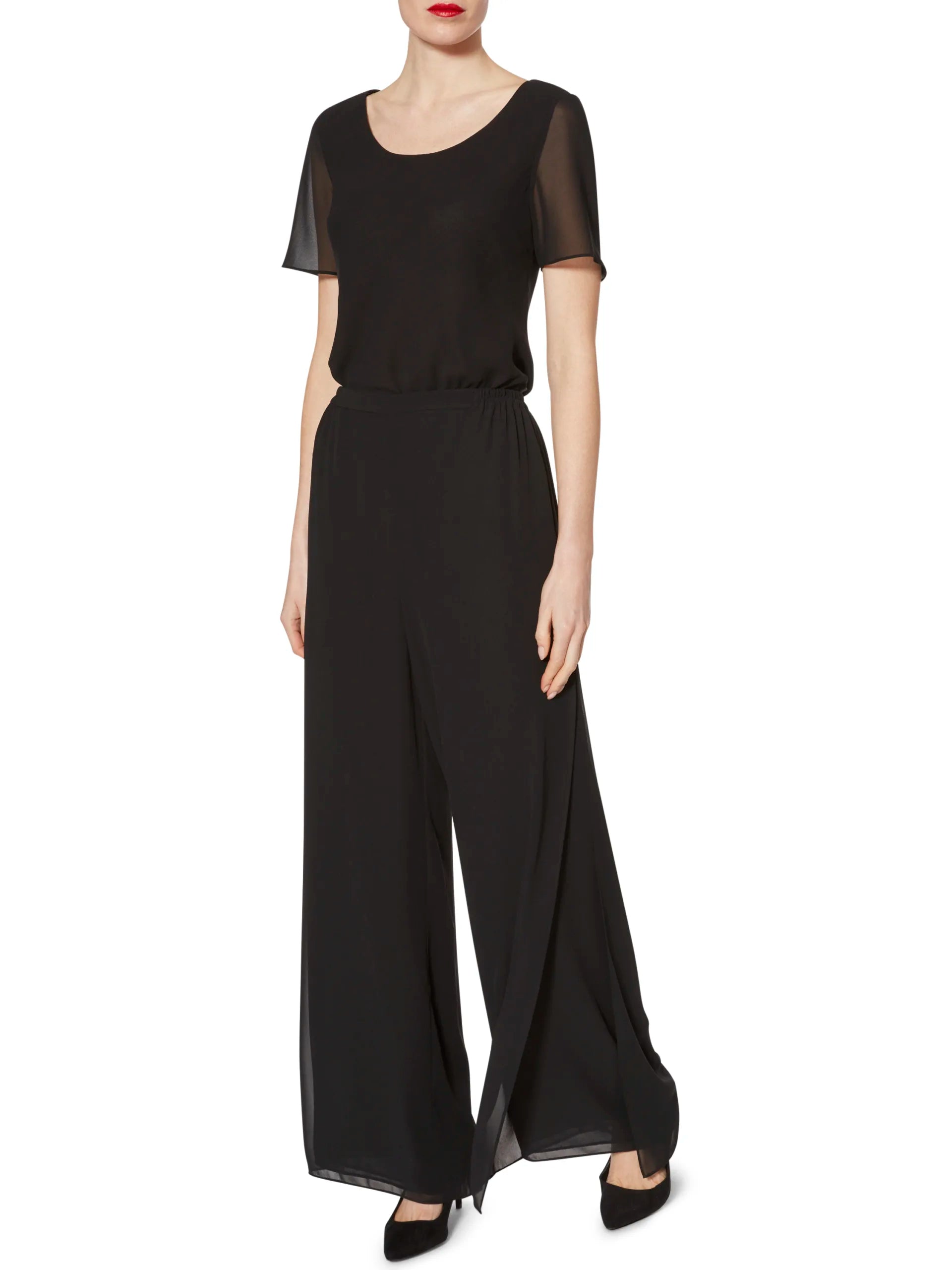 Gina Bacconi Black Triple Layer Chiffon Top