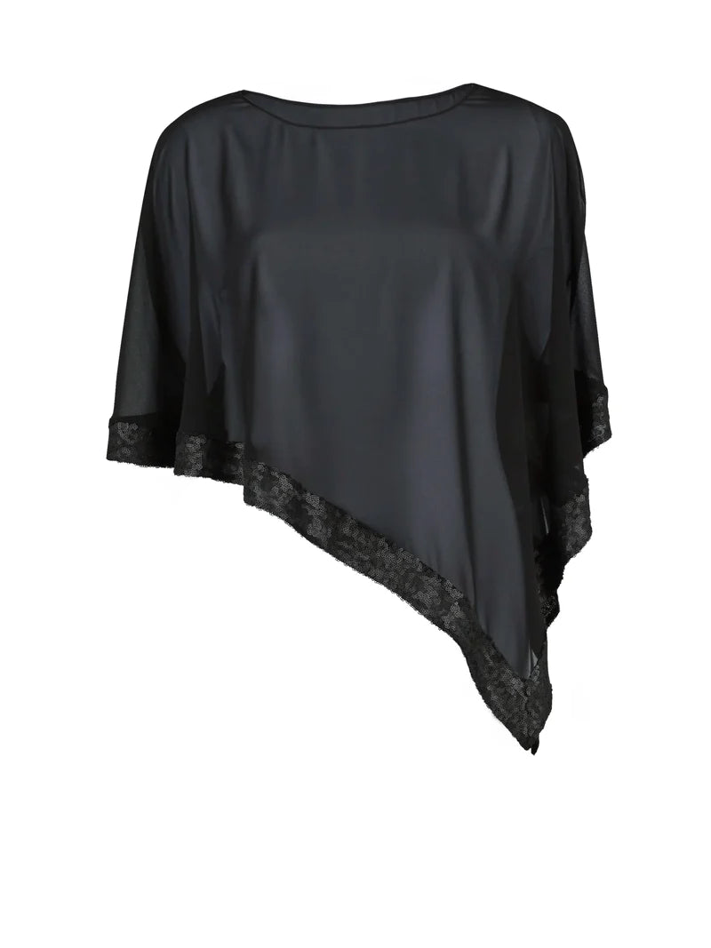 Gina Bacconi Black Chiffon Cape with Sequin Edge