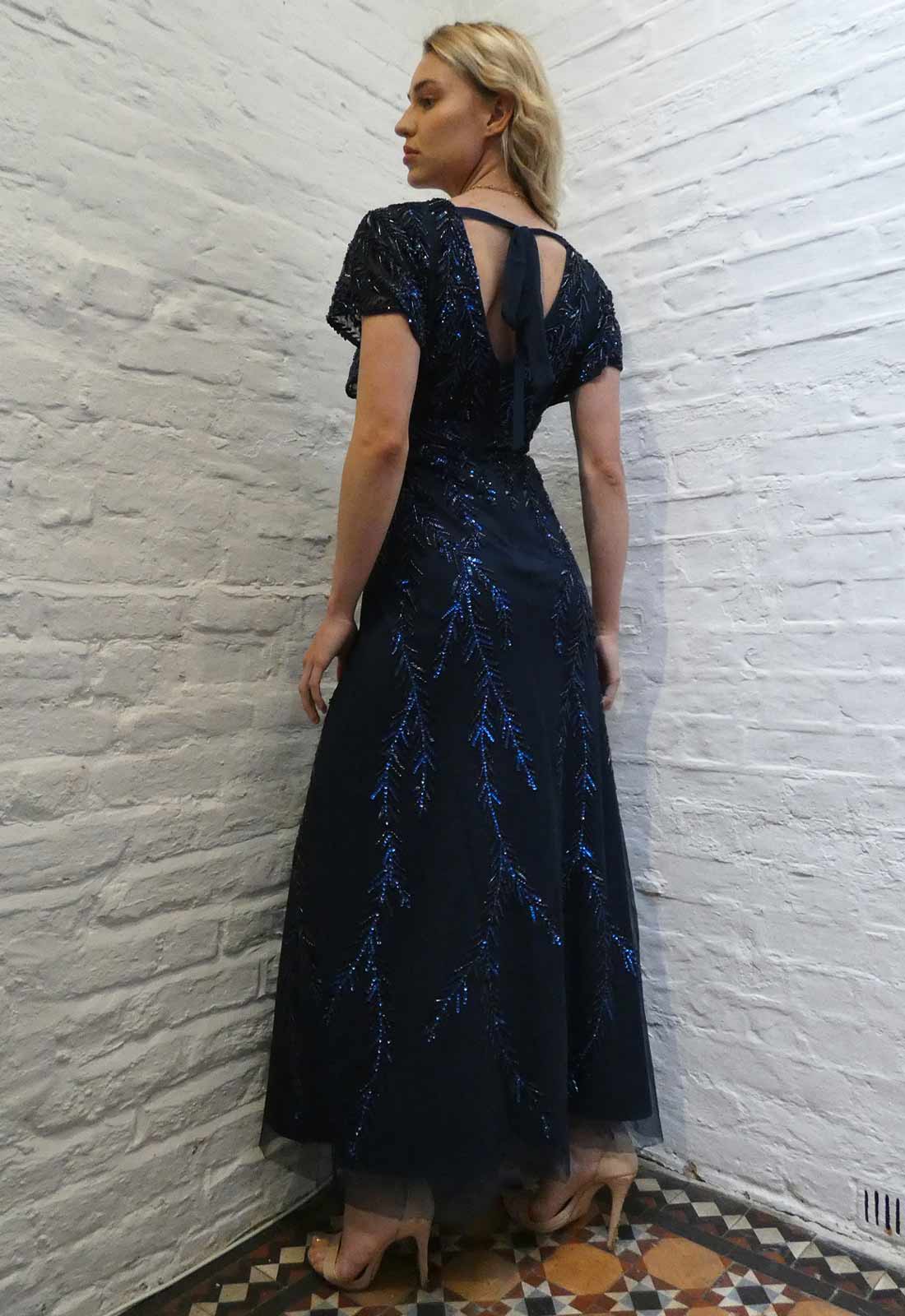 Raishma Couture Navy Serenity Embellished Maxi Dress-112664