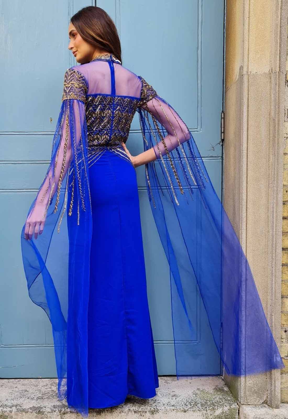 Raishma Couture Blue Skye Embellished Maxi Dress-111942