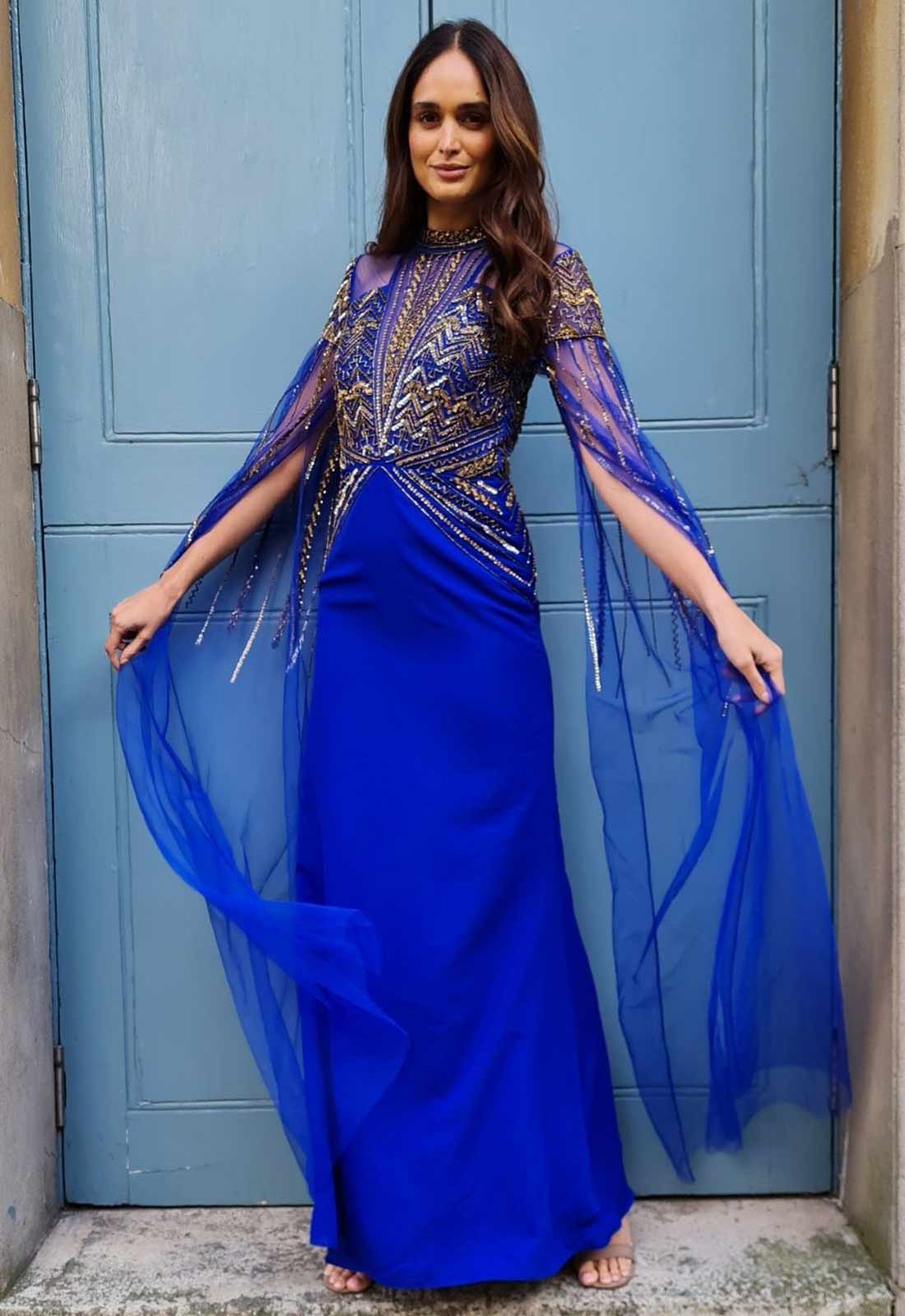 Raishma Couture Blue Skye Embellished Maxi Dress-111941