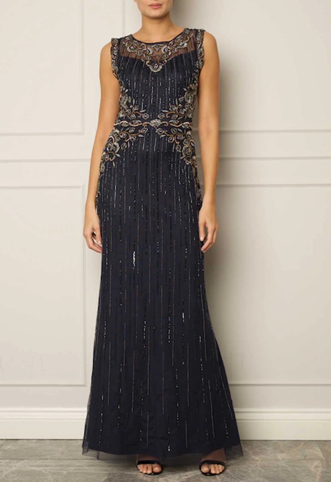 Raishma Navy Embellished Maxi Dress