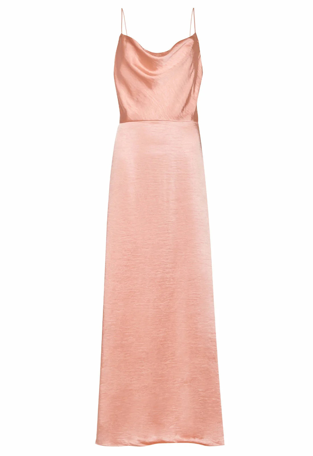 True Decadence Peach Satin Cowl Neck Maxi Dress-109761