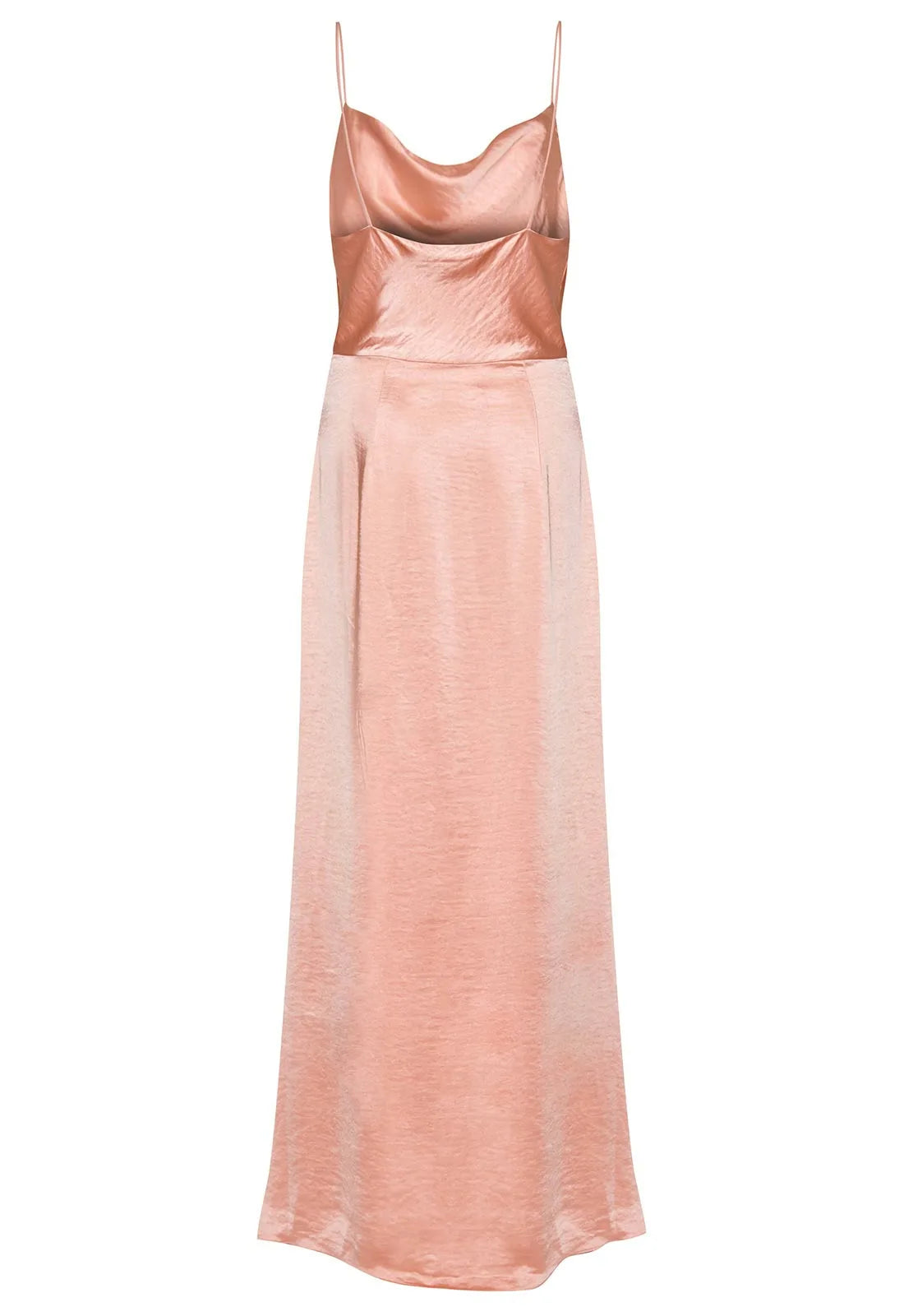 True Decadence Peach Satin Cowl Neck Maxi Dress-109762