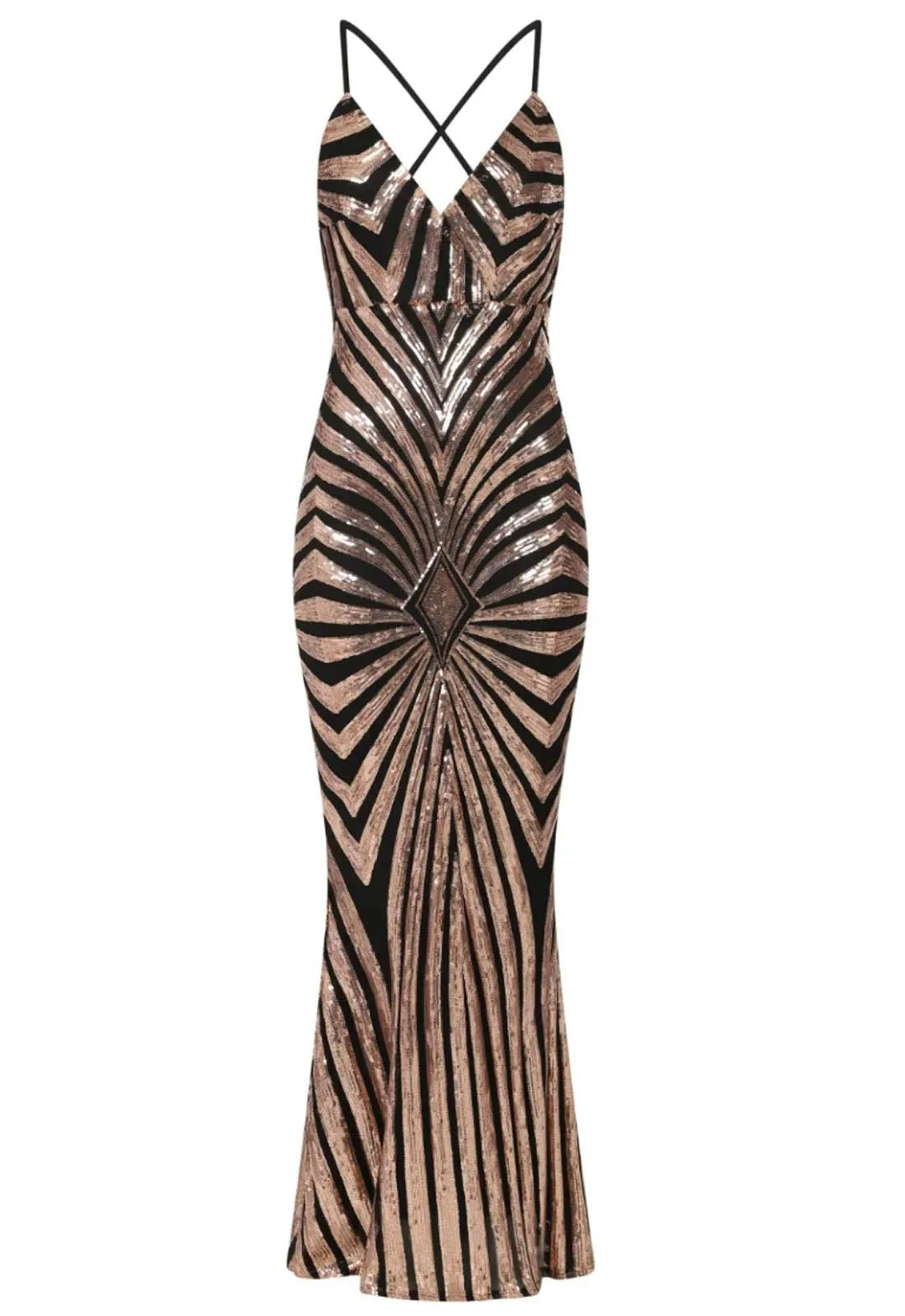 Nazz Collection Black and Gold Timeless Maxi Dress-117006