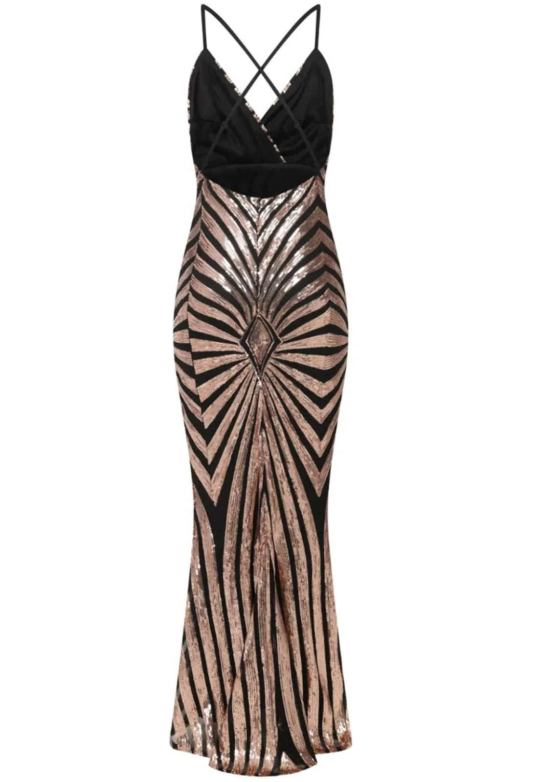 Nazz Collection Black and Gold Timeless Maxi Dress-117007