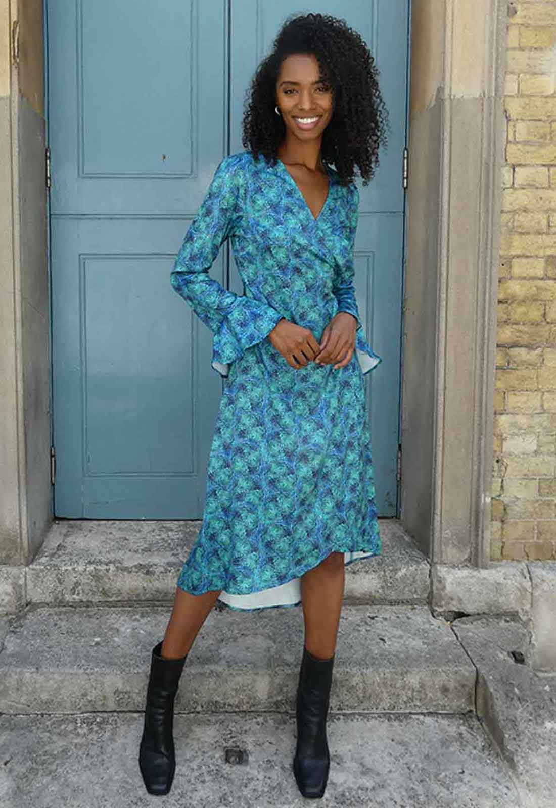 Raishma Couture Blue Zofia Print Dress-0