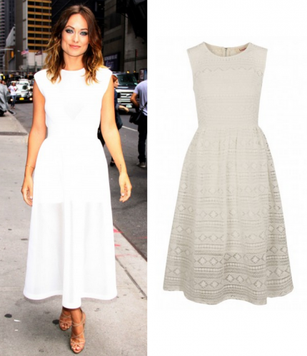 Olivia Wilde is picture perfect in a white midi dress