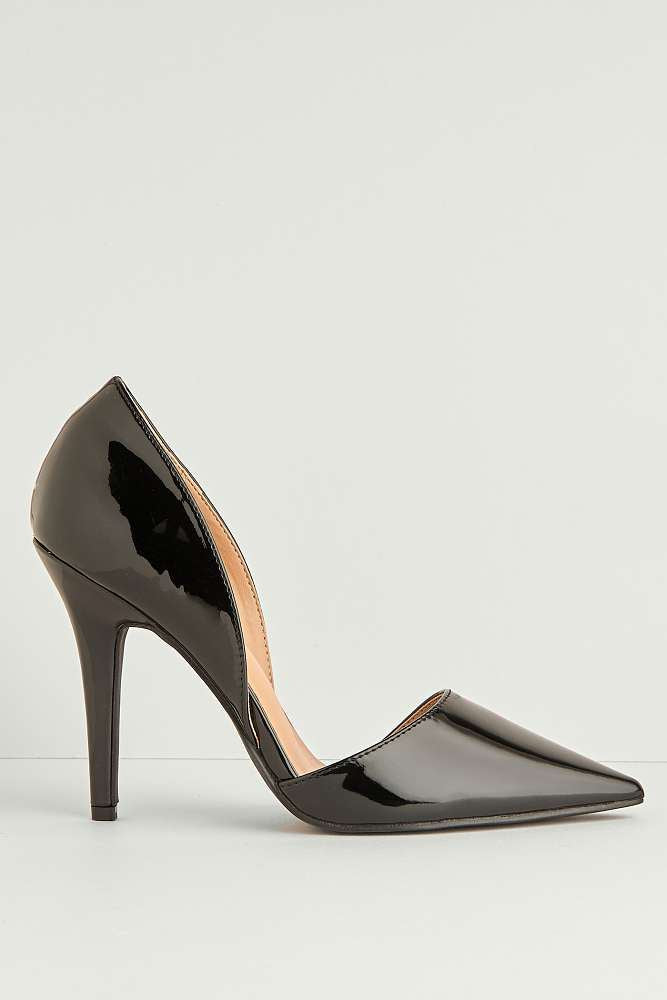 Milaya Cut-out Side Pointed Toe Court Shoes in Black