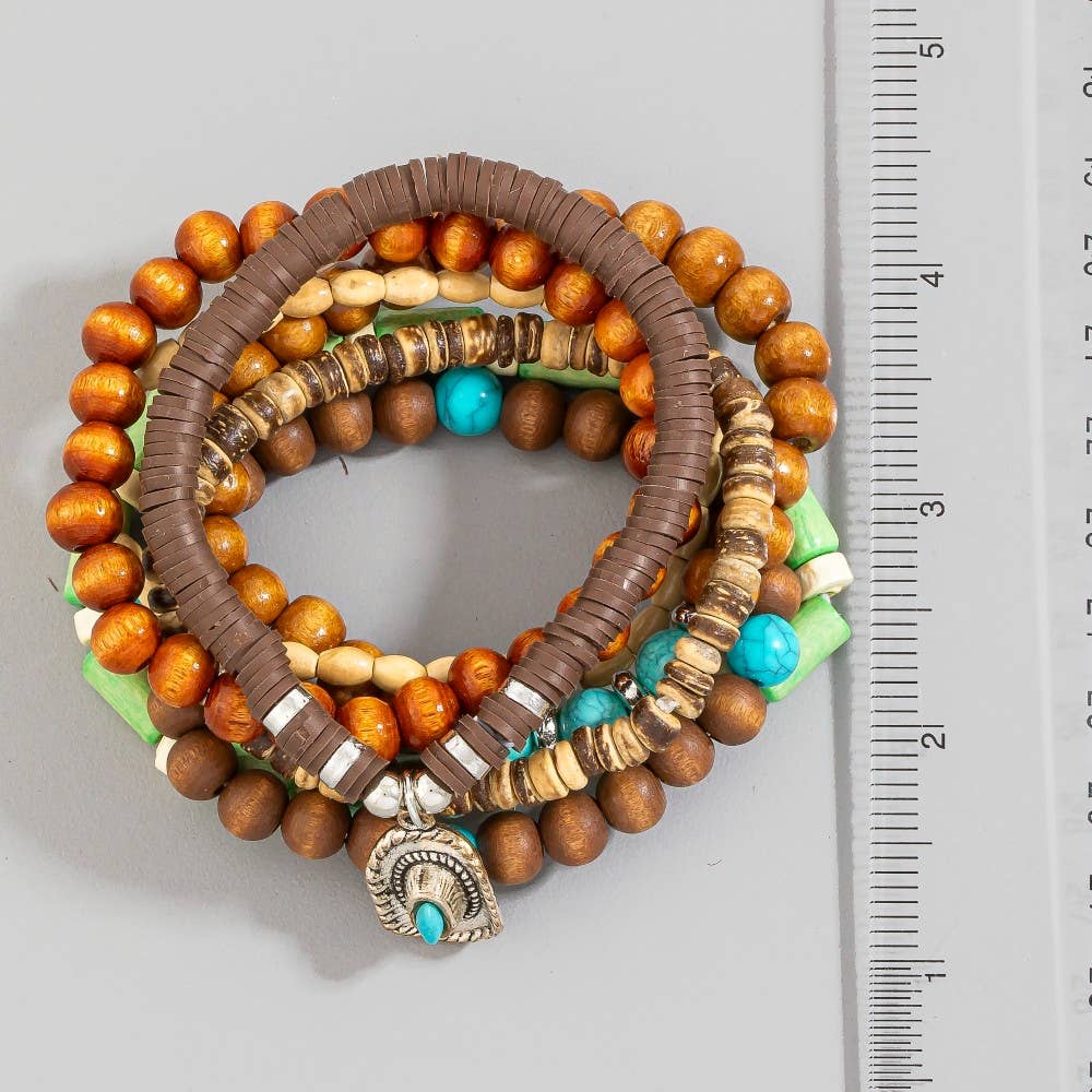 Soul Of Sita Assorted Beads Western Cowboy Hat Charm Bracelet Set: Multi