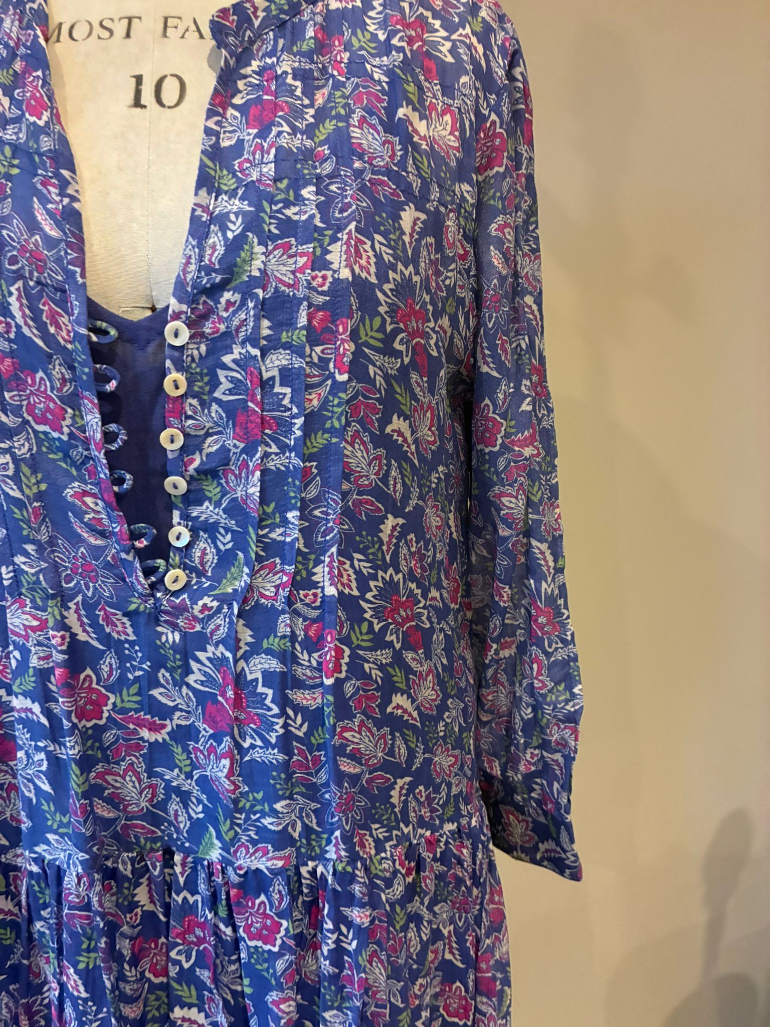 Soul Of Sita Inky Blue Cotton / Silk Mix Maxi Dress And Separate Under Vest. With Side Pockets. Beautiful Breathable Fabric.