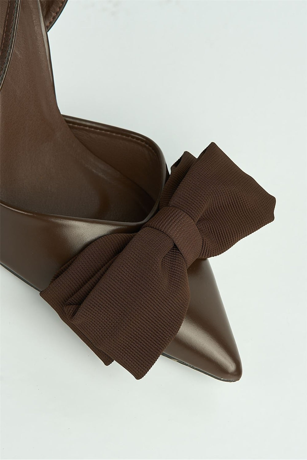 Alua Bow Detail Anklestrap Court Shoes in Brown