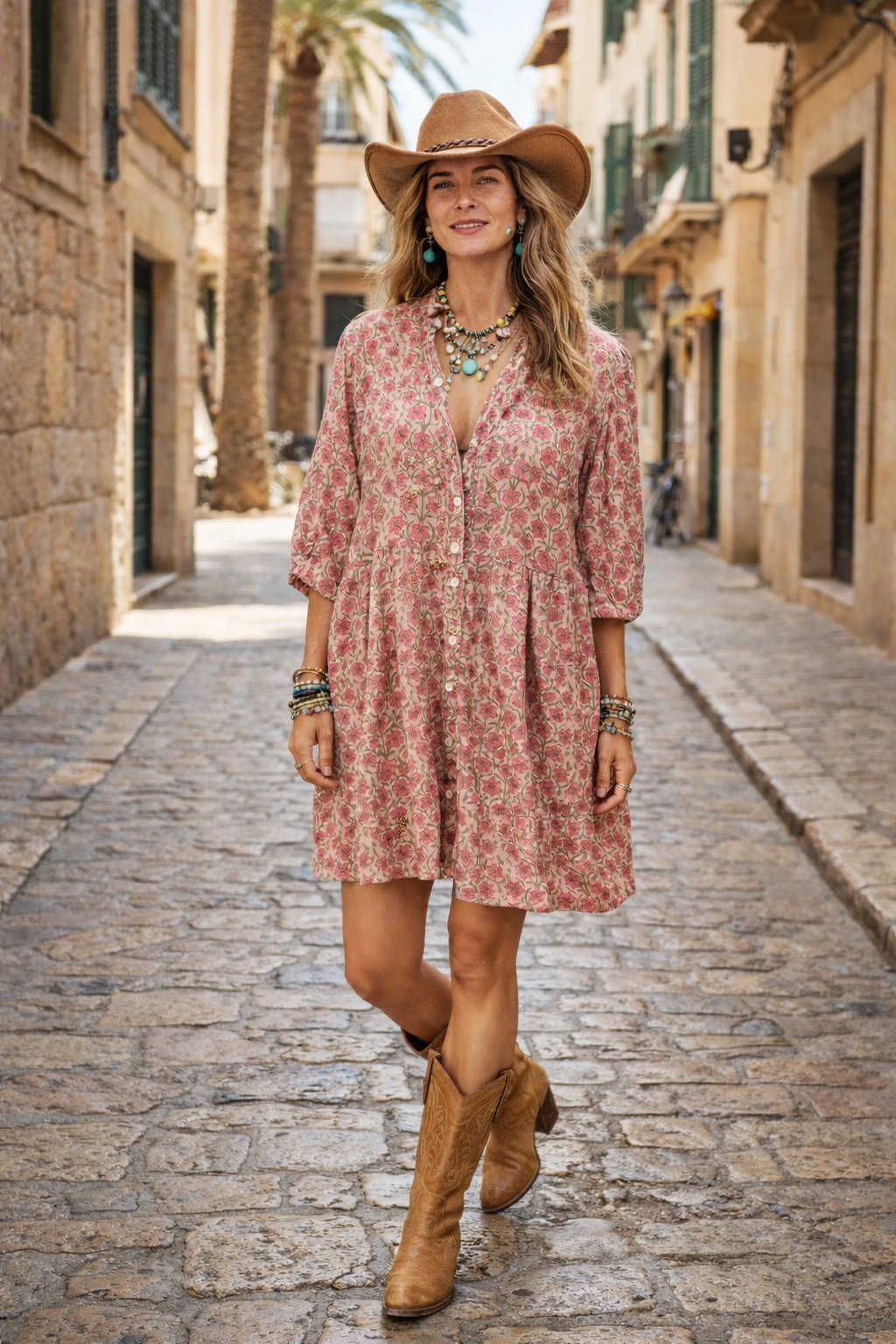 Soul Of Sita Sadie Mandarin Collar Short Dress Pink