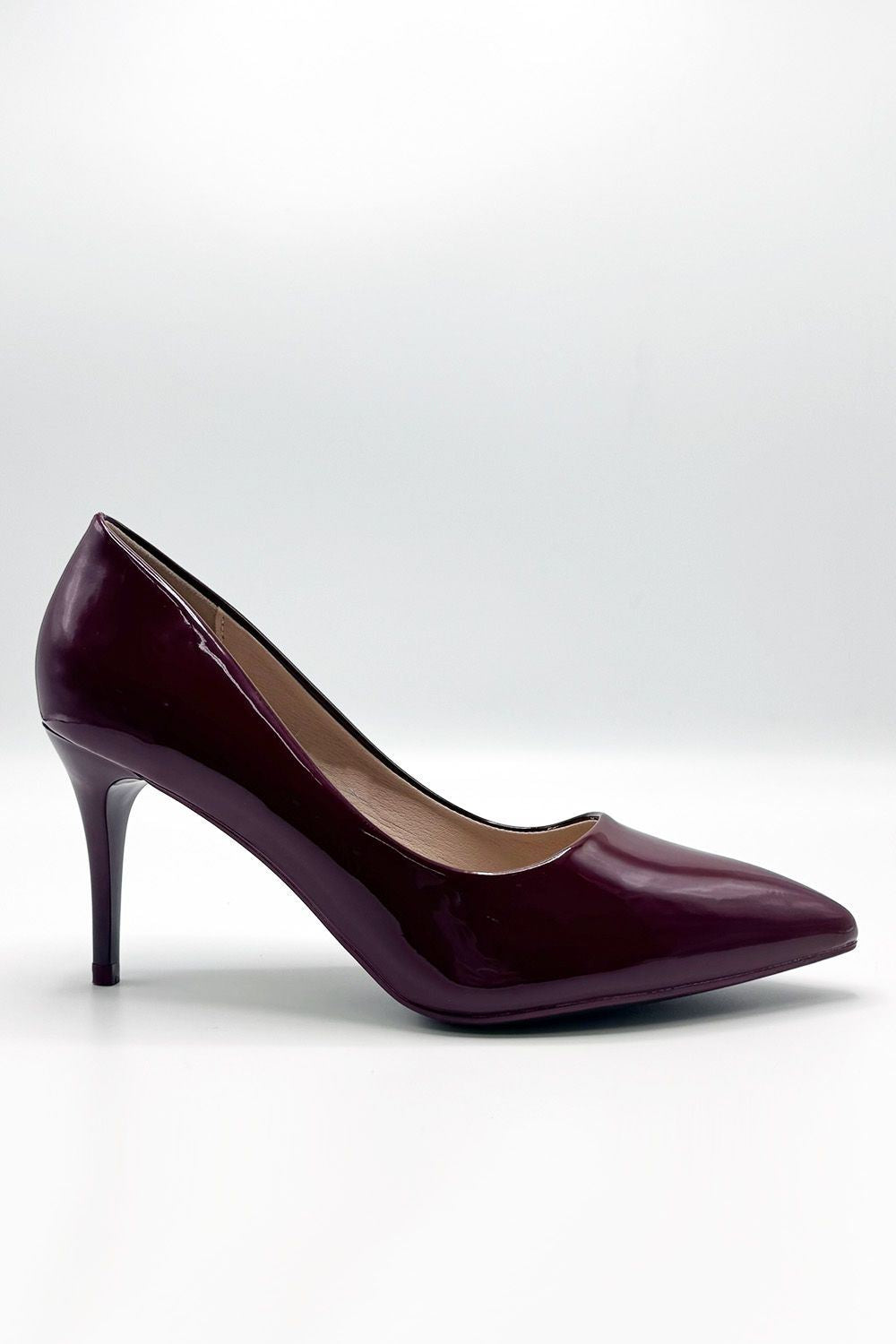 Miss Diva Wine Ingrid Pointed Toe Court Heels