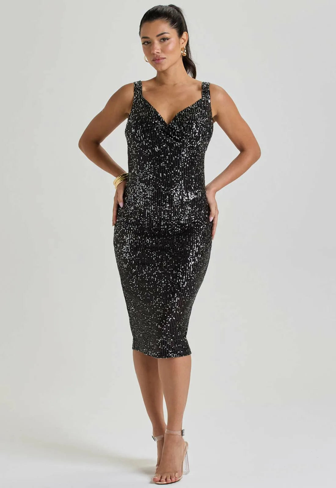 LBD Collection Gunmetal Ruby Sequin Dress