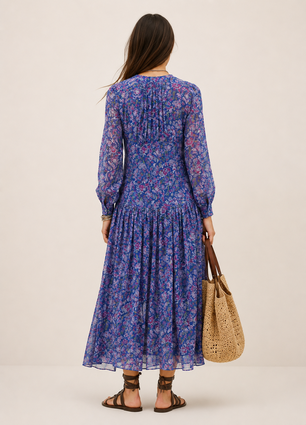 Soul Of Sita Inky Blue Cotton / Silk Mix Maxi Dress And Separate Under Vest. With Side Pockets. Beautiful Breathable Fabric.