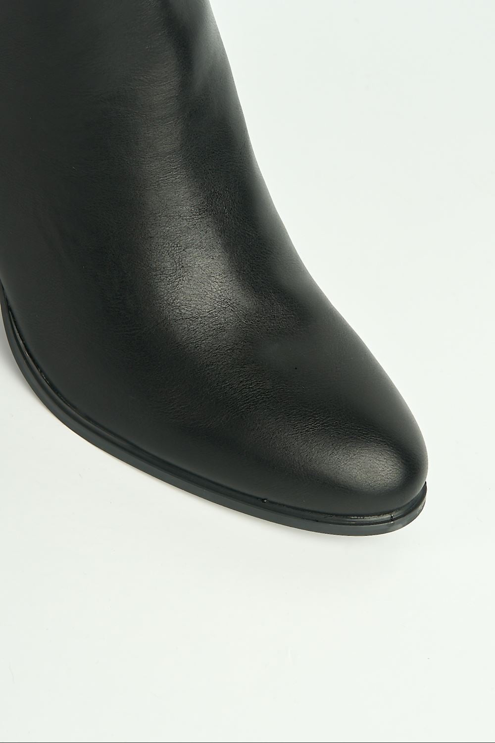 Vera Diamante Detail Gold Trim Knee High Boots in Black