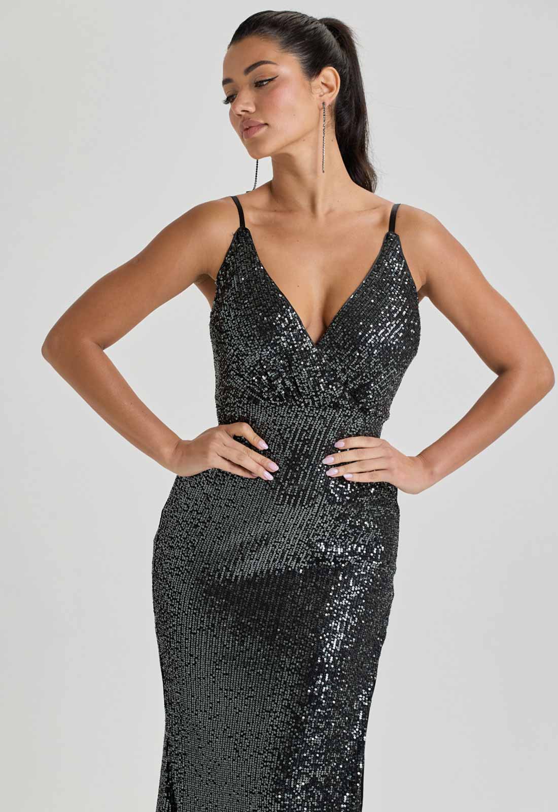 LBD Collection Gunmetal Hollywood Sequin Dress