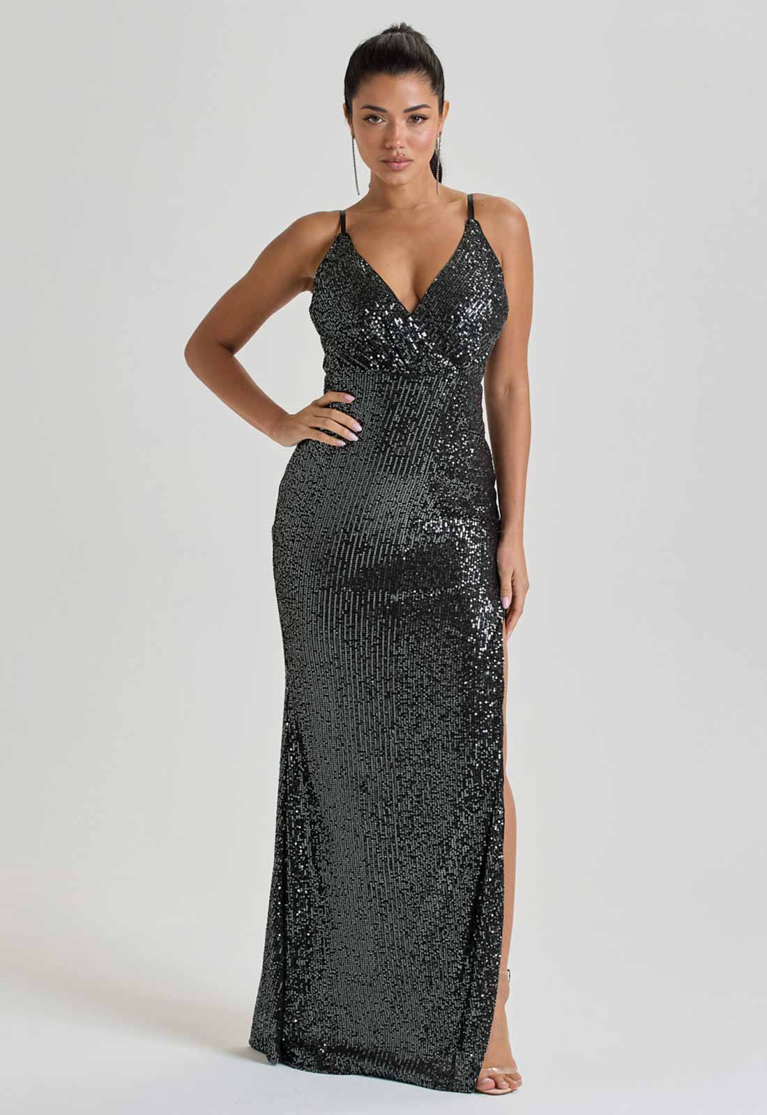 LBD Collection Gunmetal Hollywood Sequin Dress
