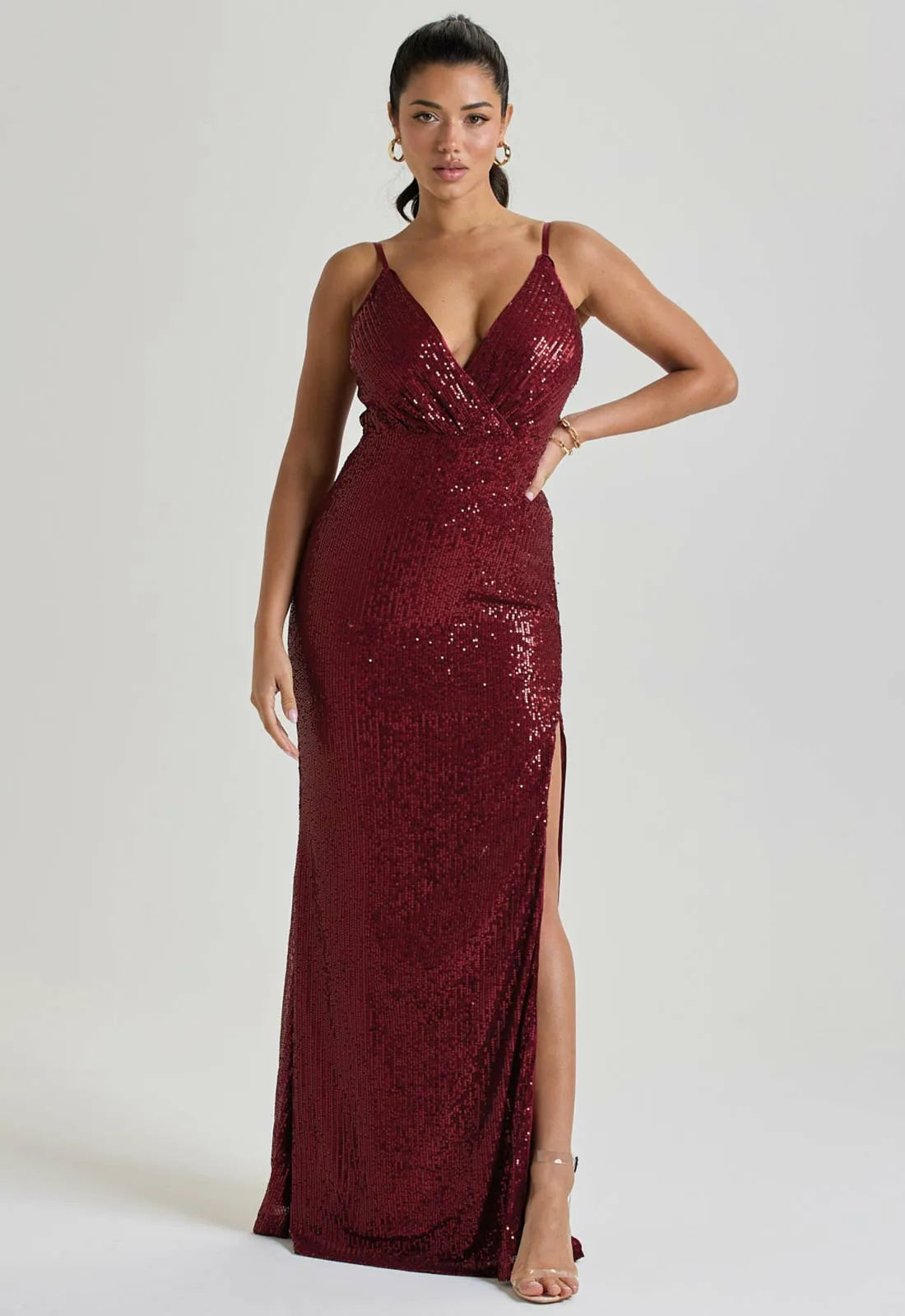 LBD Collection Burgundy Hollywood Sequin Dress