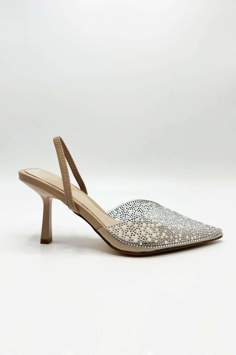 Miss Diva Kiana Diamante  Court Shoes in Nude