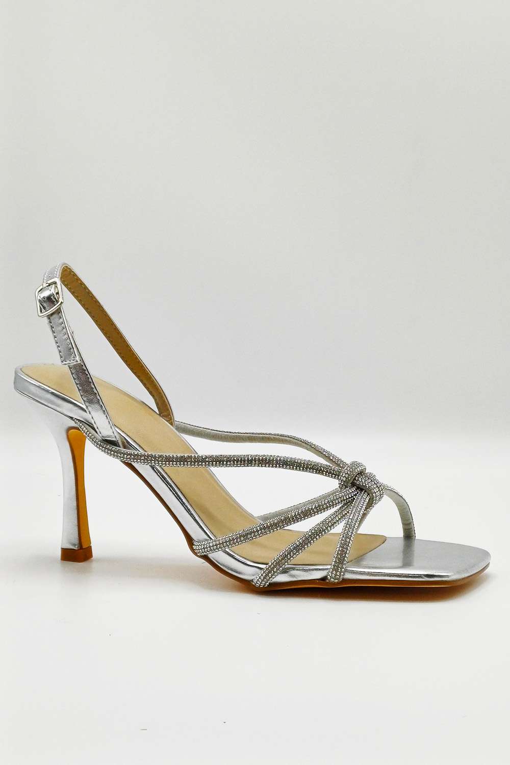 Miss Diva Silver Elliana Diamante Heels