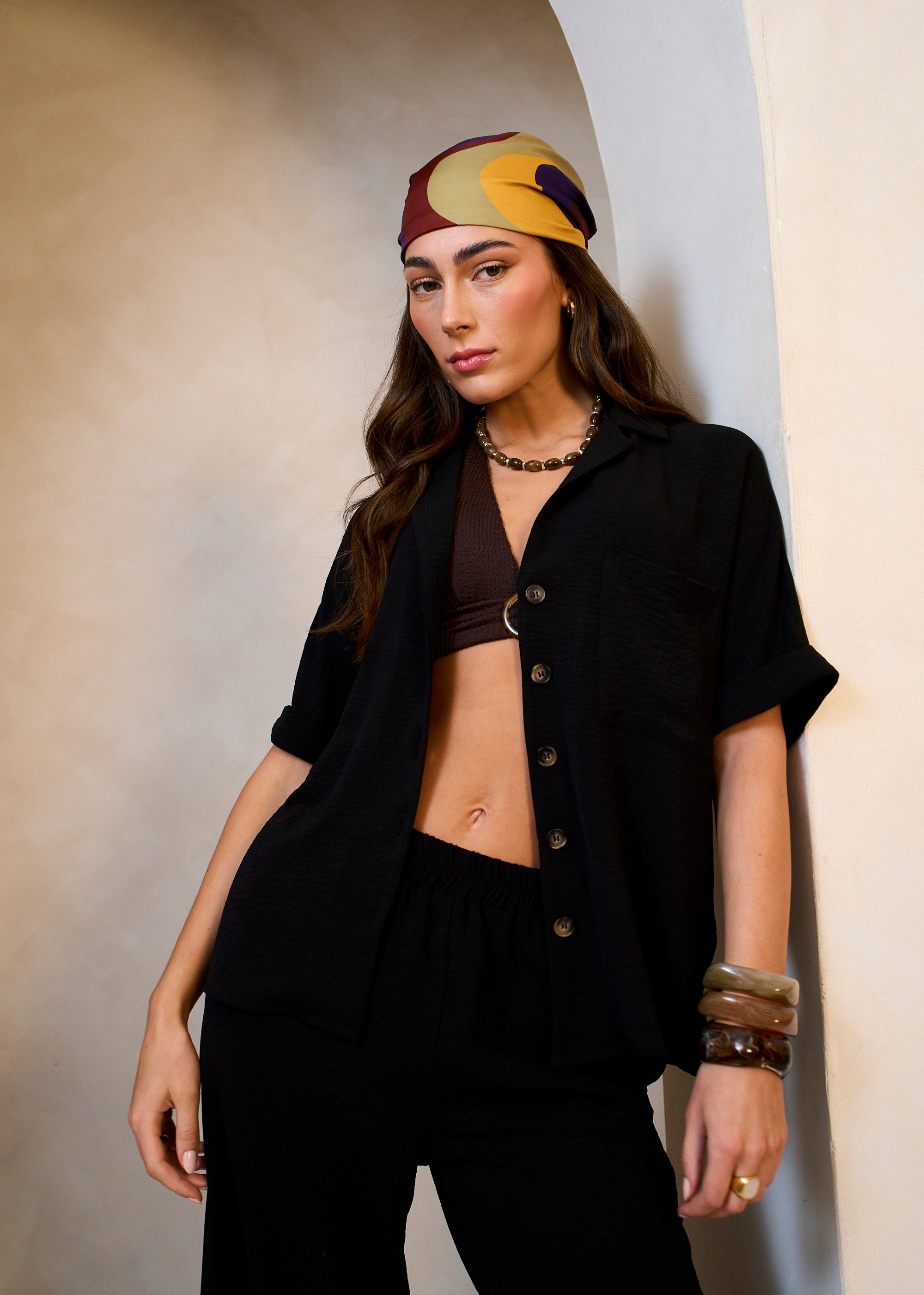 Gini London Black Air Flow Oversized Shirt Top