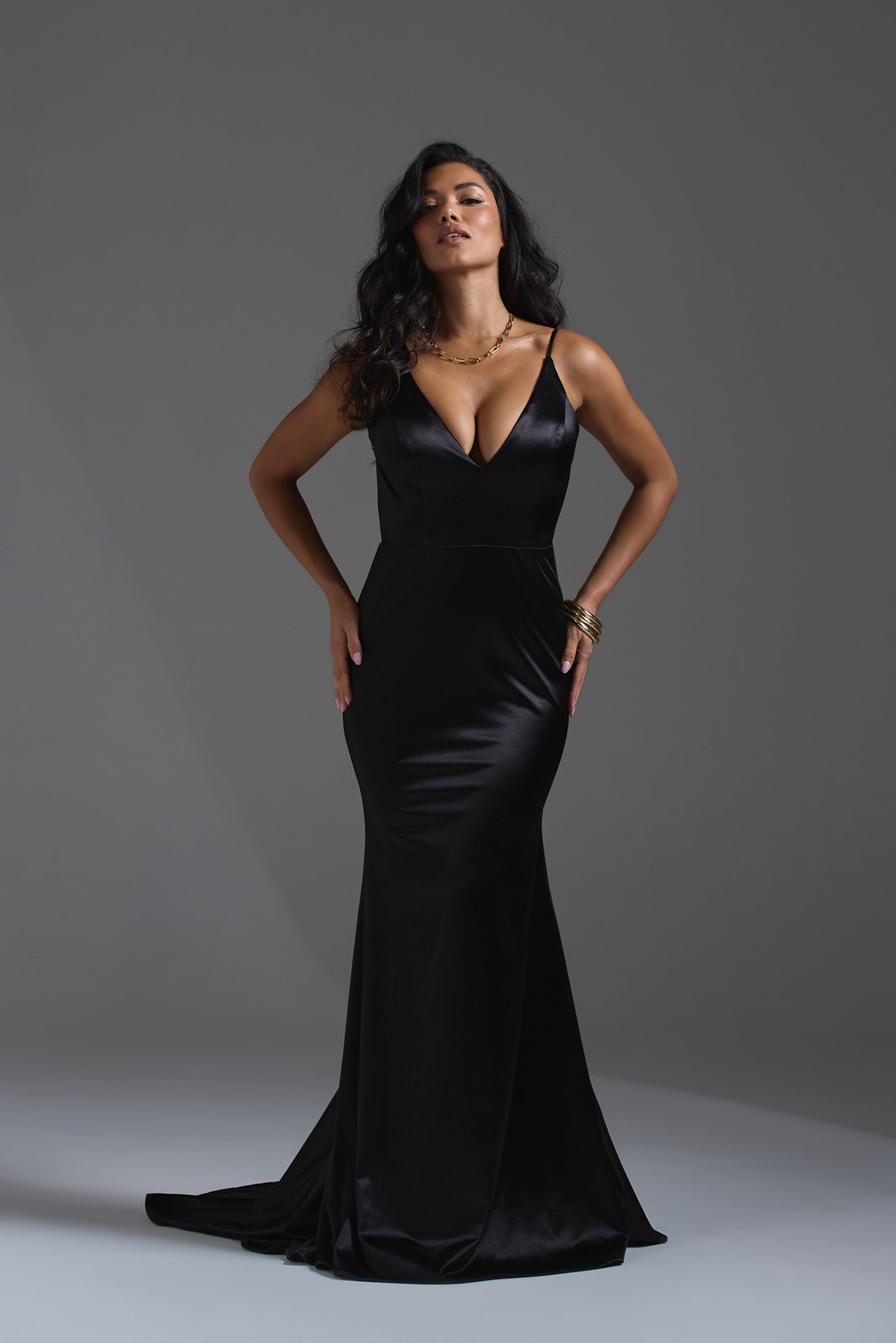 LBD Collection Black Alana Satin Maxi Dress