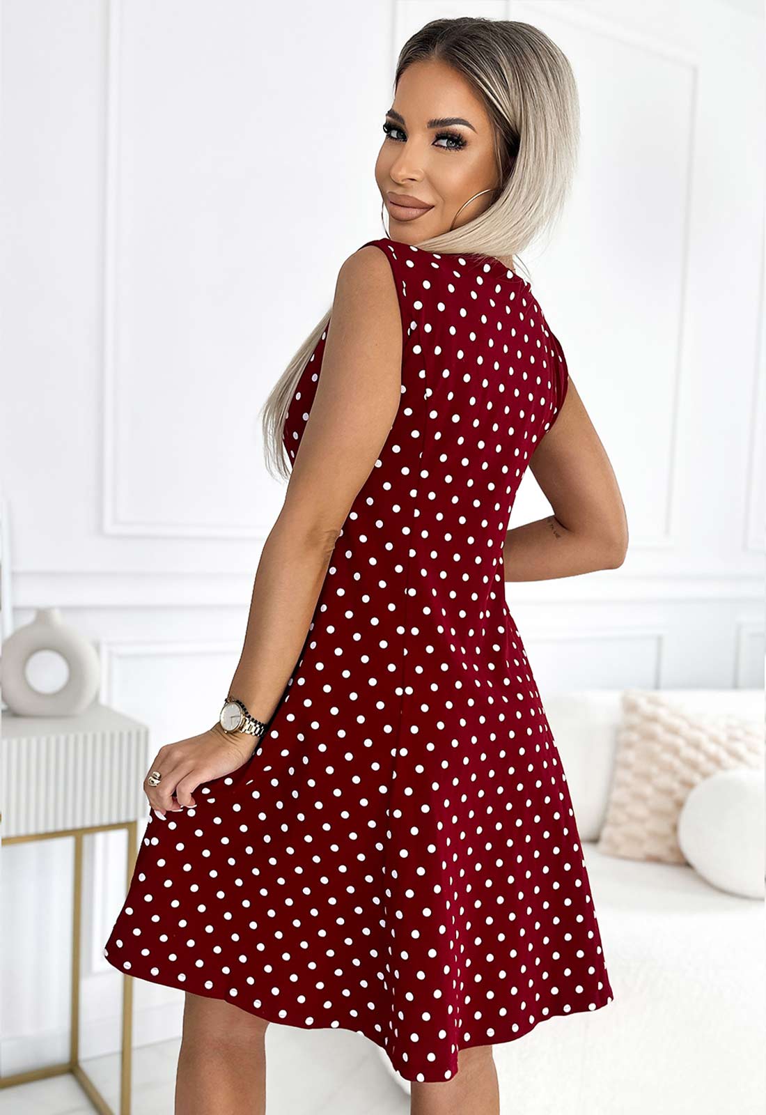 LBD Exclusive Maroon Polka Dot Stella Shift  Dress