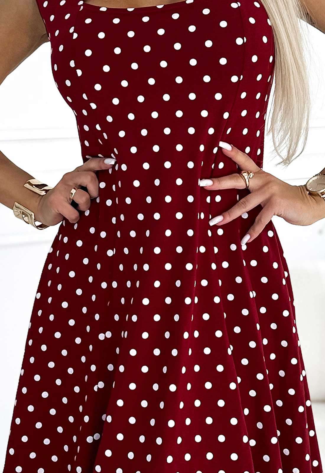 LBD Exclusive Maroon Polka Dot Stella Shift  Dress